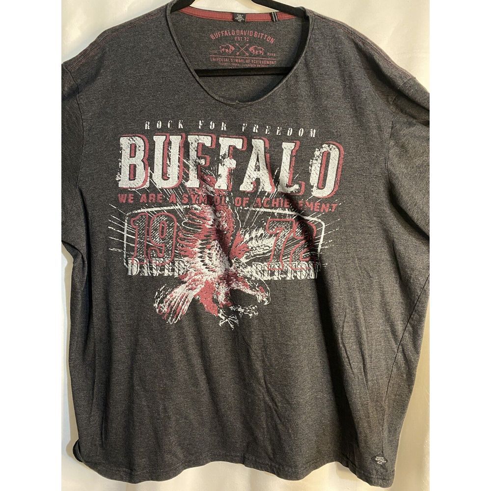 Buffalo David Bitton Mens Size 2XLAcid Washed Graphic Long Sleeve Henley T-Shirt